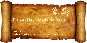 Matusits Szofrónia névjegykártya